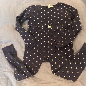 Parade Organic Navy Two Piece Pajamas with Lightning Bolt Print size 9/10